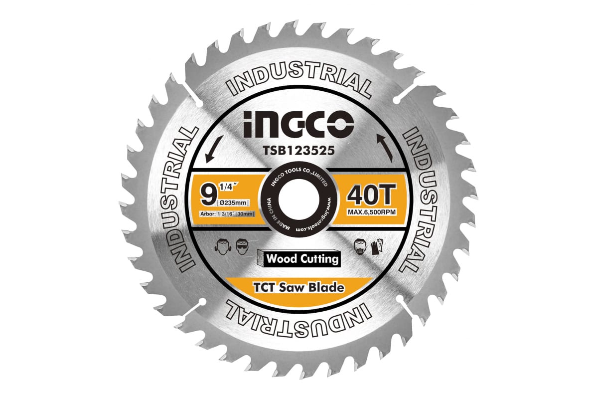 Диск пильный по дереву TCT 235х30 мм 40Т INGCO TSB123525 INDUSTRIAL