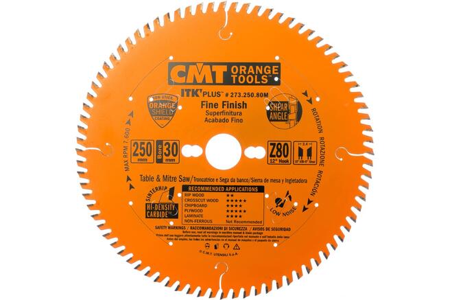 Диск пильный 250x30x2,4/1,6 12° 10° ATB + 8° SHEAR Z=80 273.250.80M CMT