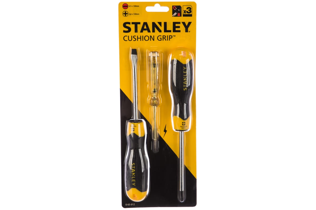 Stanley набор из 3-х отверток "cushiongrip" (3х65; pl5х100; ph2x100) (0-65-012)