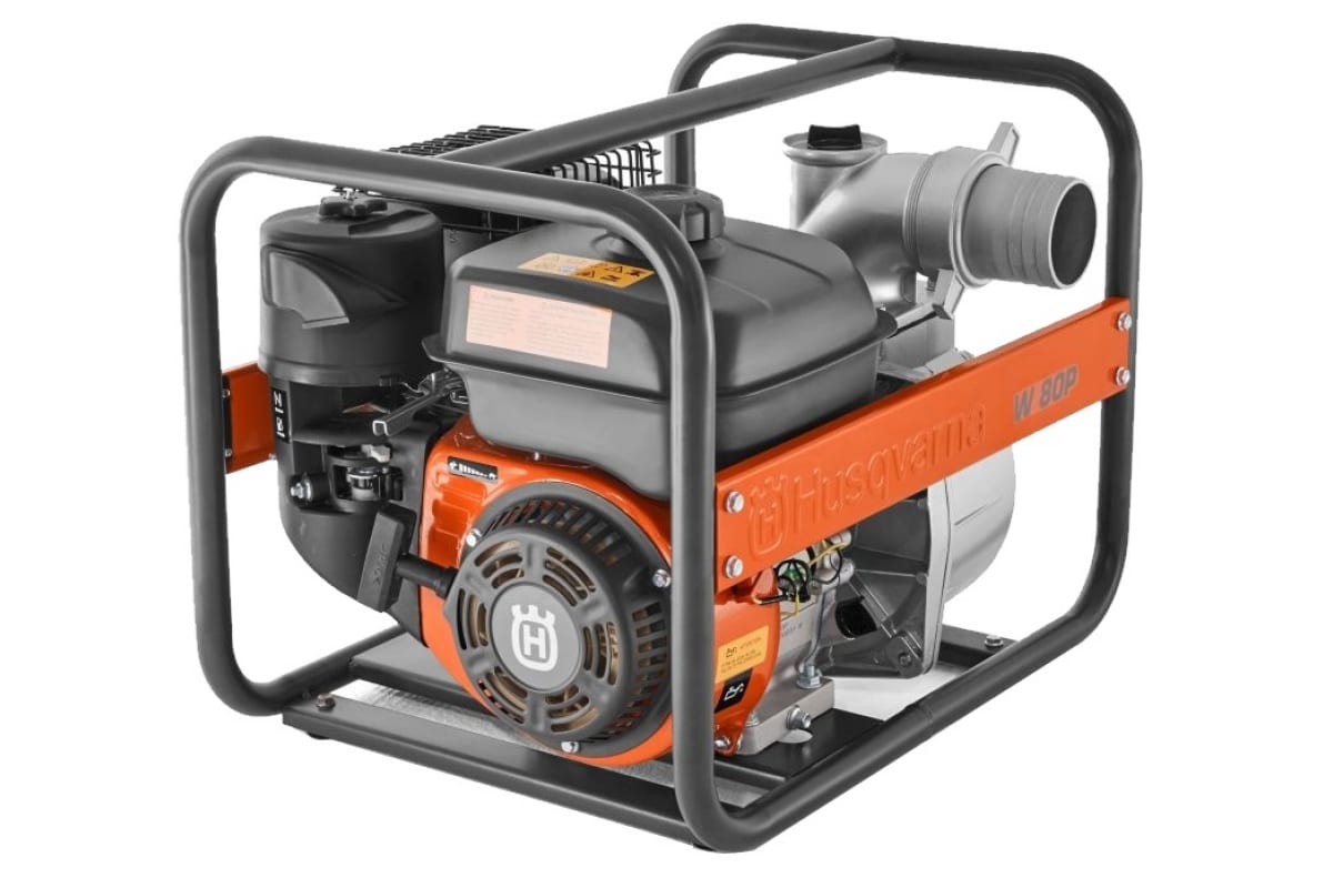 9676391-02 Мотопомпа Husqvarna W80P (Двигатель Husqvarna, 196cм3, ручной /запуск от сети, 50 м3/ч - 