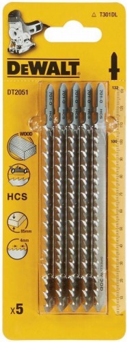 Пилка д/лобзика п/дер.HCS 132x100x4.0x85 мм, T301DL 5шт DeWalt