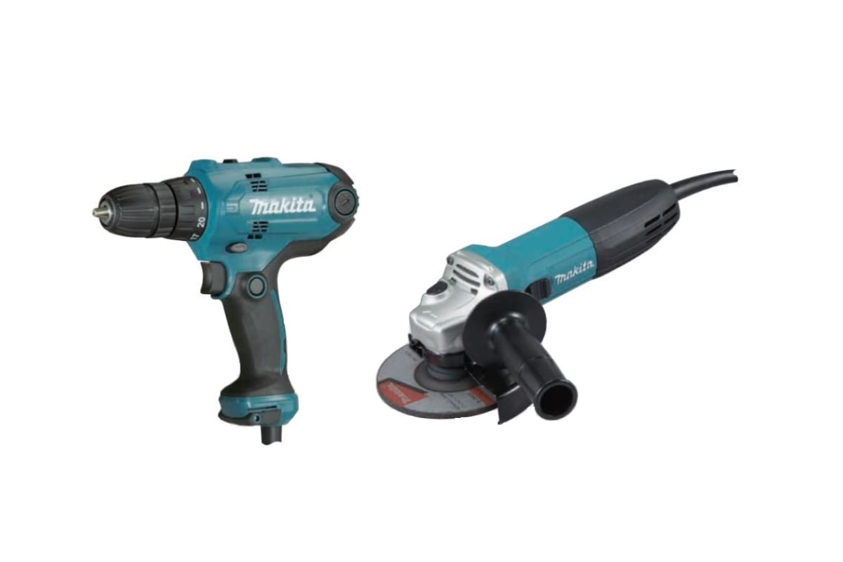 Makita DK0121 Набор инструмента,2шт-дрель DF0300+УШМ GA5030,кор