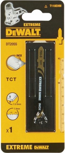 Пилка д/лобзика п/INOX HM EXTREME. Карбид-вольфрамовые зубья (НМ). 82x55x1.4x5 мм, T118 EHM 1шт DeWa