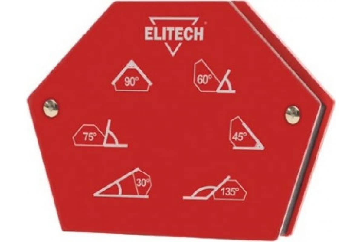 ELITECH 0606.017600 Магнитный уголок, усилие(max)=23кг,углы=30/45/60/75/90/135,блистер,1шт