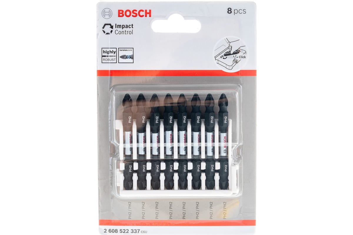 Набор двухсторонних ударных бит Bosch Impact Control PH2/PH2 (8 шт.) 2608522337 