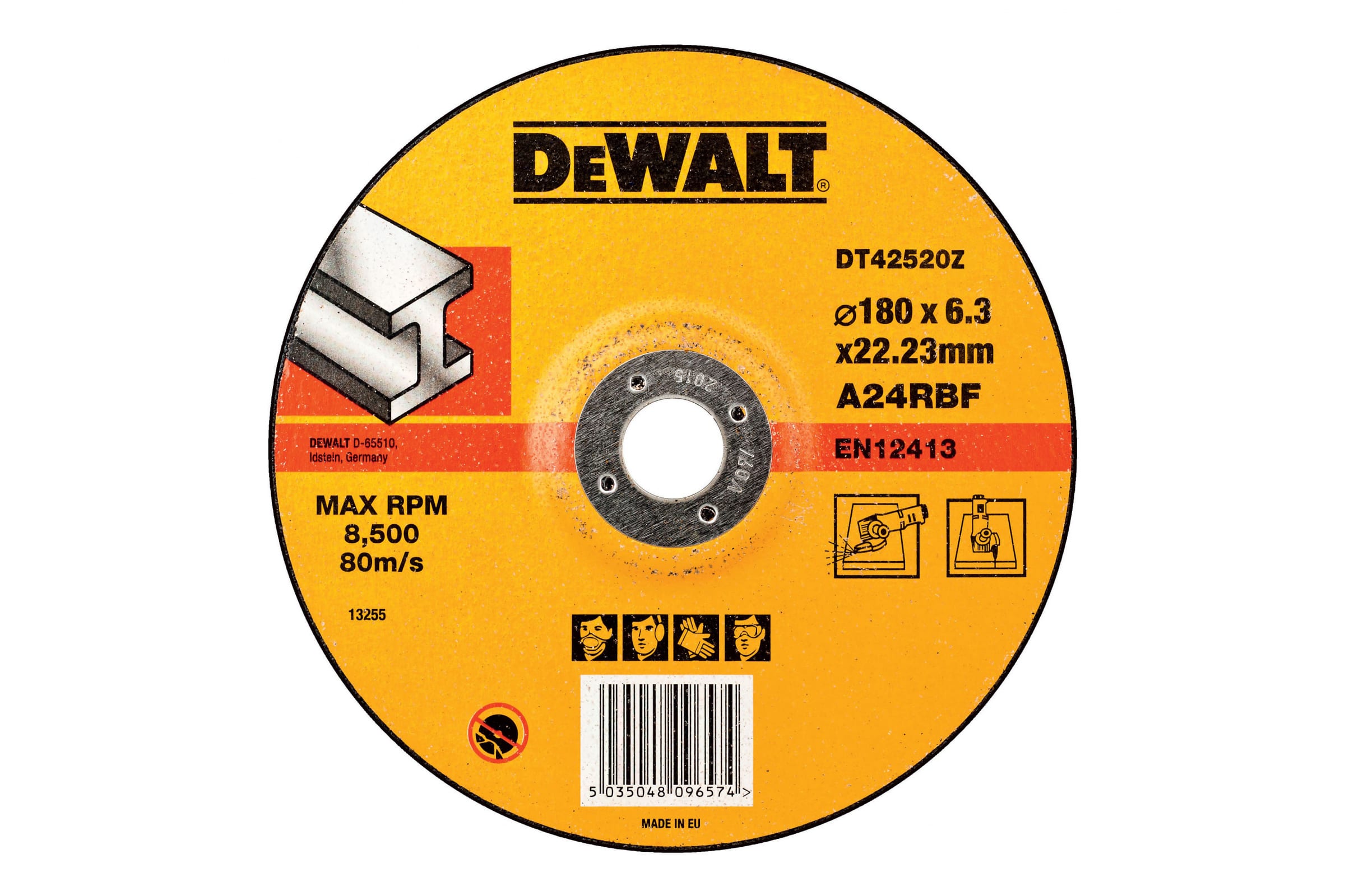 Круг обдир. п/мет. INDUSTRIAL, 180х6.3мм,тип27 DeWalt