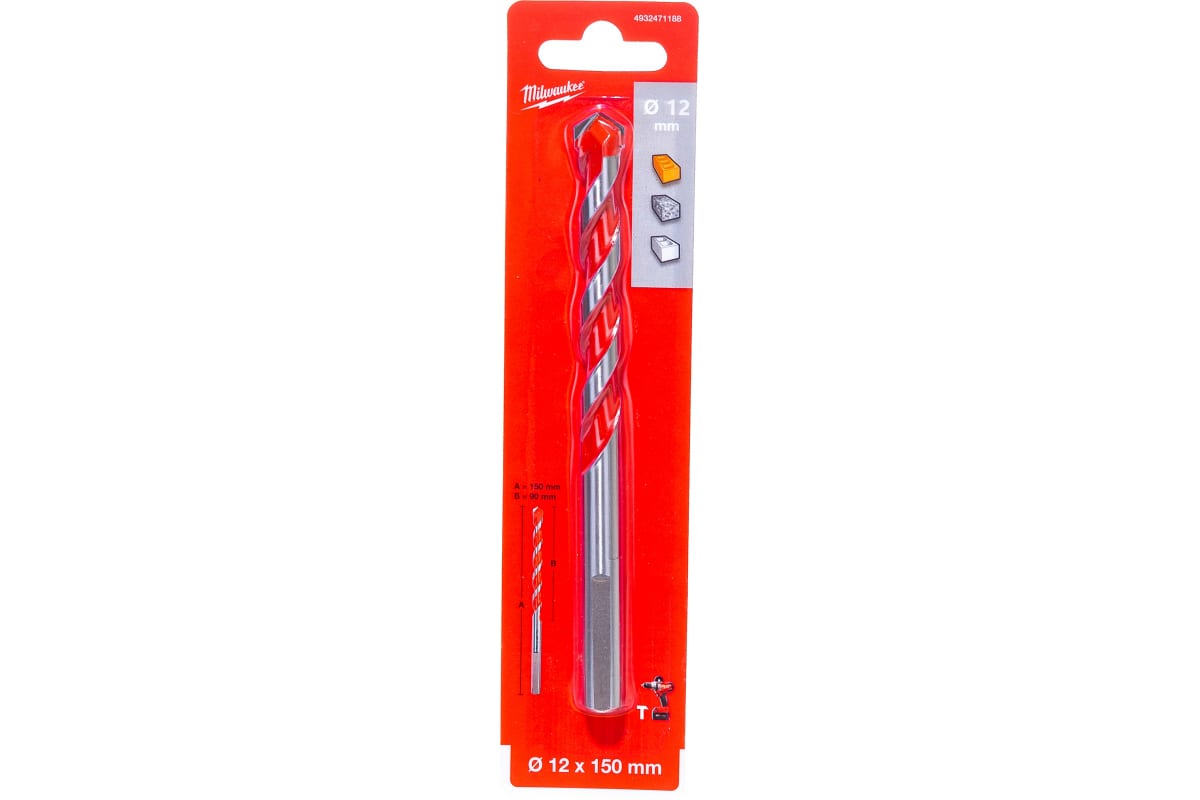 Ударное сверло Преимум 12x150 - 1шт (замена для 4932399404) Milwaukee