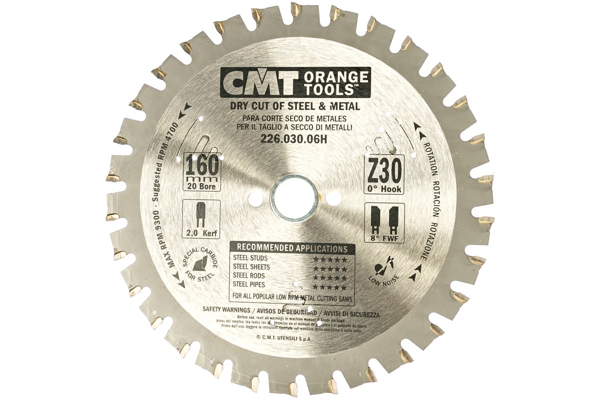 Диск пильный 160x20x2,0/1,6 0° FWF Z=30 226.030.06H CMT