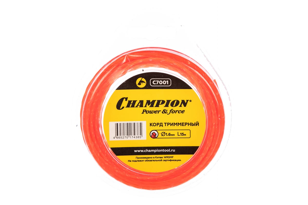 CHAMPION Корд трим.  Twisted Square 1.6мм*15м (витой квадрат) C7001 Корды