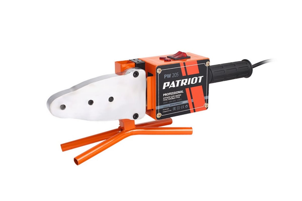 Аппарат для сварки пластиковых труб PATRIOT PW 205, 2000W, 6 насадок, резак для труб,  перчатки, рул