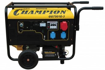 CHAMPION Генератор GG7501E-3 (380В 7,5/8,1КВа 25л 87кг 2,5л/ч 220/12V эл.старт колеса) GG7501E-3 Г