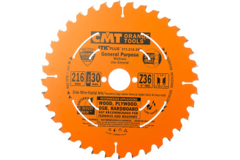 Диск пильный 216x30x1,8/1,2 -5° 10° ATB + 8° SHEAR Z=36 271.216.36M CMT
