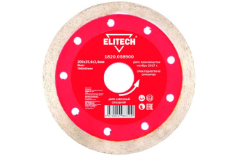 ELITECH Диск алмазный сплошной,ф200х25.4х2.4мм, д\плиткореза 1820.058900